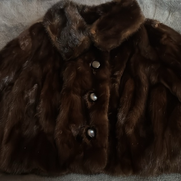Dark Brown Cropped Real Fur Jacket - Picture 4 of 7